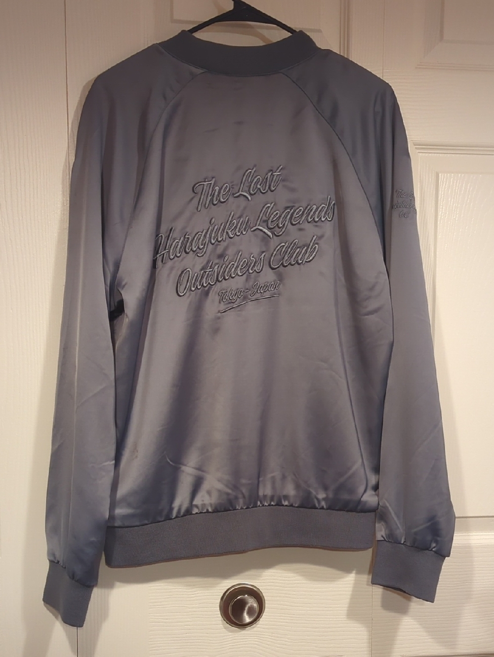 Gray Satin Bomber Jacket